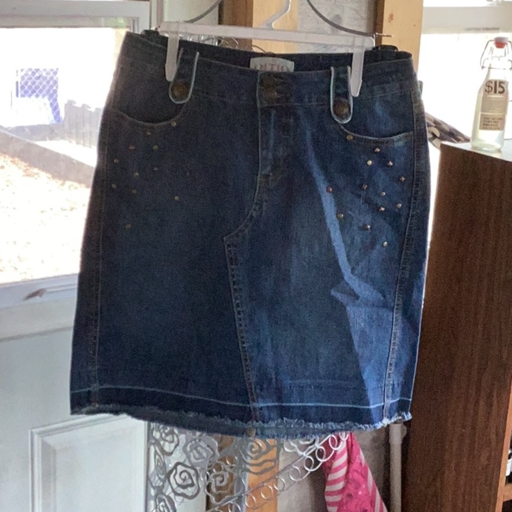 Denim boutique skirt above knee mini